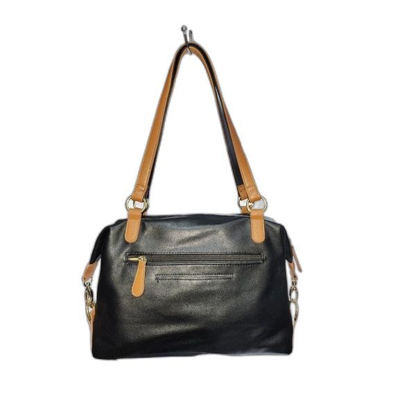 Stone & Co. Black, Tan & Taupe Leather Shoulder Bag 12.5"X9.5"X3.5" - Picture 4 of 12